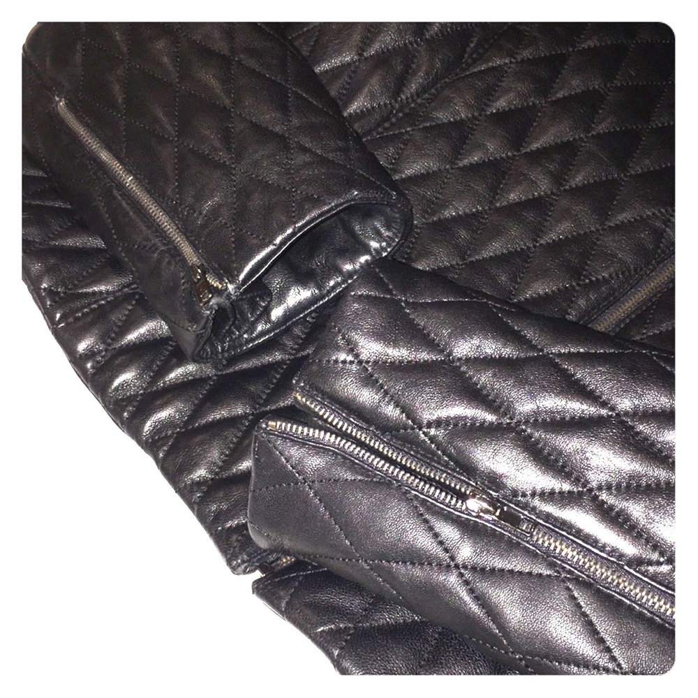 JONES NY creamy quilted black leather jack… - Picture 4 of 8